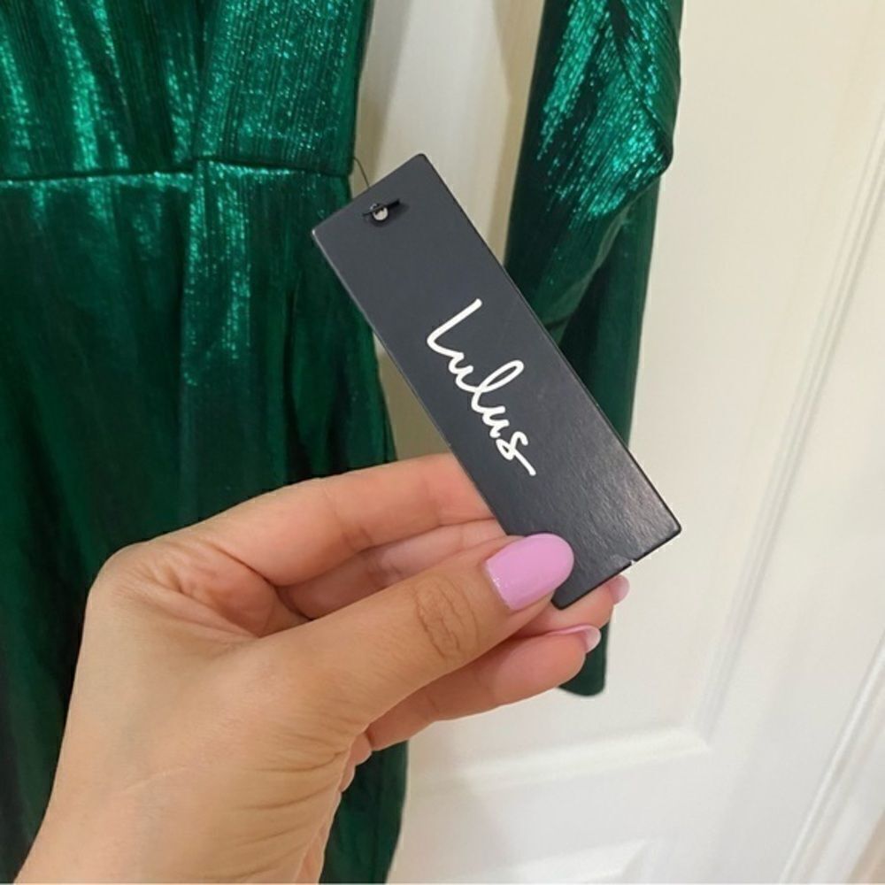 NWT Lulus Stunning Sensation Emerald Green Metallic‎ Bodycon Dress - Picture 7 of 8